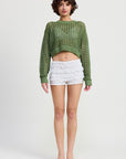ROUND NECK KNITTED CROP SWEATER TOP