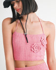 HALTER NECK KNITTED CROPPED TOP
