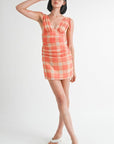 SHIRRED MINI DRESS WITH SHOULDER TIE