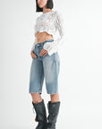SCOOP NECK CROCHET CROPPED TOP