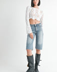 SCOOP NECK CROCHET CROPPED TOP