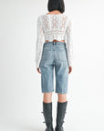 SCOOP NECK CROCHET CROPPED TOP