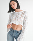 SCOOP NECK CROCHET CROPPED TOP