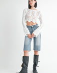SCOOP NECK CROCHET CROPPED TOP