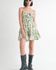 TIERED MINI FLORAL DRESS WITH BACK TIE