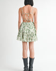 TIERED MINI FLORAL DRESS WITH BACK TIE