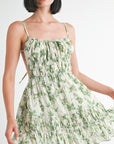 TIERED MINI FLORAL DRESS WITH BACK TIE
