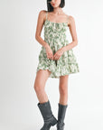 TIERED MINI FLORAL DRESS WITH BACK TIE