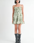 TIERED MINI FLORAL DRESS WITH BACK TIE