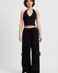 FRENCH TERRY PANTS WITH CUTOUT DETAIL