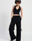FRENCH TERRY PANTS WITH CUTOUT DETAIL