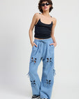 FRENCH TERRY PANTS WITH CUTOUT DETAIL