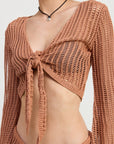 CROCHET CROPPED TOP WITH FRONT TIE