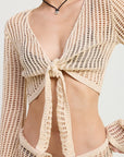 CROCHET CROPPED TOP WITH FRONT TIE