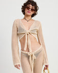 CROCHET CROPPED TOP WITH FRONT TIE