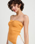 RIBBED ASYMMETRICAL HEM TUBE TOP