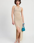HIGH SLIT MAXI SLEEVELESS DRESS