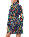 Crazy Cactus Lady Women's Long Sleeve Belted Satin Feel Dressing Lounge Robe