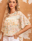 Karsyn Floral Print Wide Ruffle Sleeves Blouse