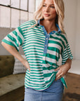 Ari Stripe Half Buttons Top
