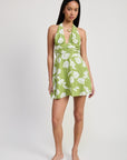 HALTER NECK FLORAL MINI DRESS
