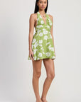 HALTER NECK FLORAL MINI DRESS
