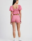 SHORT BUBBLE SLEEVE BABYDOLL TOP
