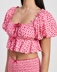 SHORT BUBBLE SLEEVE BABYDOLL TOP