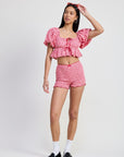 SHORT BUBBLE SLEEVE BABYDOLL TOP