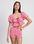 SHORT BUBBLE SLEEVE BABYDOLL TOP
