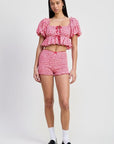MINI RUFFLE PRINTED SHORTS