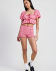 MINI RUFFLE PRINTED SHORTS