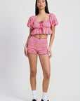 MINI RUFFLE PRINTED SHORTS