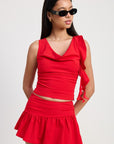 SLEEVELESS COWL NECK TOP