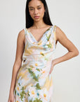 FLORAL MIDI COWL NECK DRESS