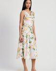FLORAL MIDI COWL NECK DRESS