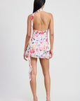MINI HALTER NECK FLORAL DRESS