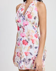 MINI HALTER NECK FLORAL DRESS