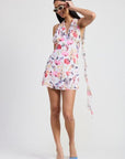 MINI HALTER NECK FLORAL DRESS