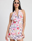 MINI HALTER NECK FLORAL DRESS