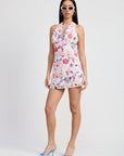 MINI HALTER NECK FLORAL DRESS