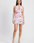 MINI HALTER NECK FLORAL DRESS