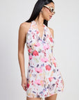 MINI HALTER NECK FLORAL DRESS