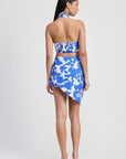 CROPPED FLORAL HALTER NECK TOP