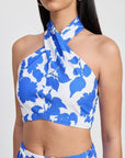 CROPPED FLORAL HALTER NECK TOP