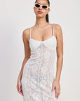 SPAGHETTI STRAP LACE MIDI DRESS