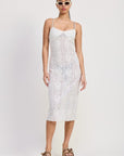 SPAGHETTI STRAP LACE MIDI DRESS