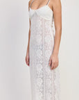 SPAGHETTI STRAP LACE MIDI DRESS