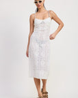 SPAGHETTI STRAP LACE MIDI DRESS