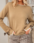 Ava Cuff Contrast Trim Sweater